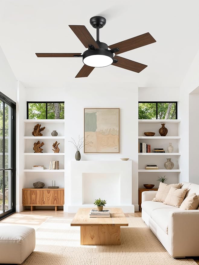 ZMISHIBO 42 Inch Ceiling Fans with Lights, Smart Remote/APP Control, Modern Ceiling Fan with 6 Speeds & 3CCT, Dimmable 30W LED, Quiet DC Motor, Noiseless for Living Room, Bedroom, Kitchen, Black