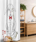 Ambesonne Alice in Wonderland Stall Shower Curtain, Funny Rabbit Watches in Cartoon Style Design Character Fantasy, Fabric Bathroom Decor Set with Hooks, 36" W x 72" L, White Red