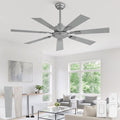 ZMISHIBO 52“ Ceiling Fans No Light with Remote, Silver Modern Ceiling Fan Without Light, Quiet Reversible DC Motor, 6 Speeds, 7 Blades Indoor/Outdoor Ceiling Fan for Living Room Bedroom Patio Garage
