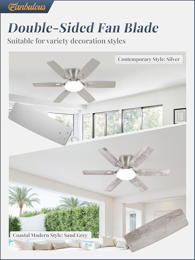 Fanbulous Ceiling Fans with Lights, 42 Inch 6-Blade, Smart APP & Remote Control, Dimmable 5CCT LED with Smart Memory, DC Motor Quiet for Bedroom Living Room, Damp Rated for Outdoor Covered Patio