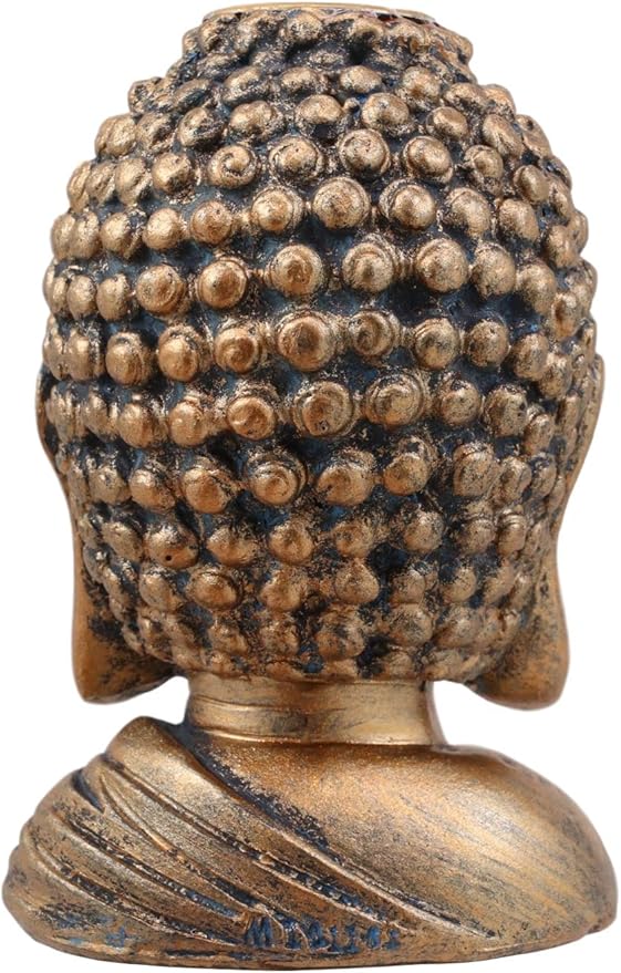 Ebros Eastern Enlightenment Shakyamuni Buddha Gautama Head with Ushnisha Backflow Incense Cone Burner Holder Statue 3.5" H in Bronze Finish Buddhism Bodhisattva Feng Shui Zen Figurine