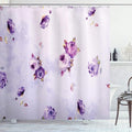 Ambesonne Rose Shower Curtain, Floral Pattern with Mauve Roses in Purple Color Dreamy Clouds Retro Soft Pale Art, Cloth Fabric Bathroom Decor Set with Hooks, 69" W x 70" L, Violet Lilac