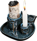 Comeon Palo Santo Holder, 4 in 1 Ceramic Owl Backflow Incense Burner Holder Candle Holder Sage Holder for Burning Bow(Blue)