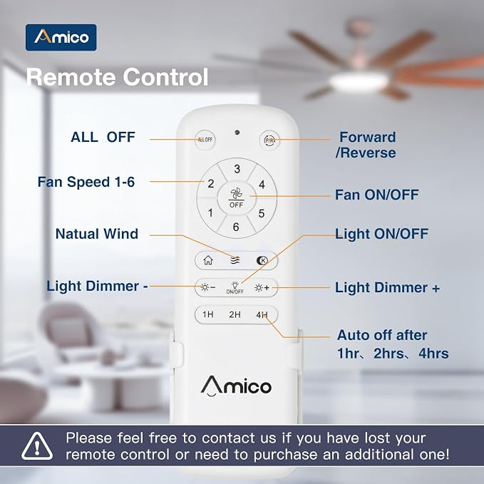 Amico 64 Inch Ceiling Fans with Lights and Remote,Indoor/Outdoor Ceiling Fan with 6 Speed Reversible Quiet DC Motor, 3CCT,Dimmable,Brown Modern Ceiling fan For Living Room, Bedroom, Patio