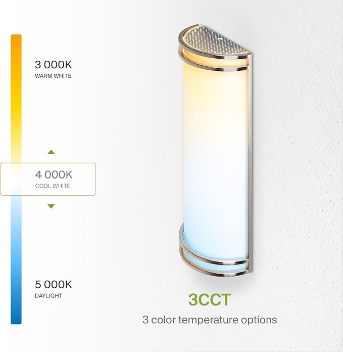 ASD Indoor LED Wall Sconce Lights - 18 Inch 25W Brushed Nickel Modern LED Wall Sconces Hardwired - ETL Dimmable 3000K 4000K 5000K Adjustable Sconce Light Fixture for Bedroom, Hallway, 2 Pack