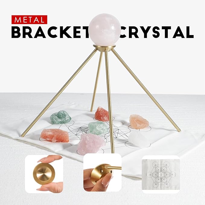Incense Detachable Brass Pyramid Stand with Cotton Grid Cloth｜Crystal & Jewelry Display｜Smudging Purification｜Anti-Tarnish｜Holds 3KG (Standard, Brass Pyramid Stand)