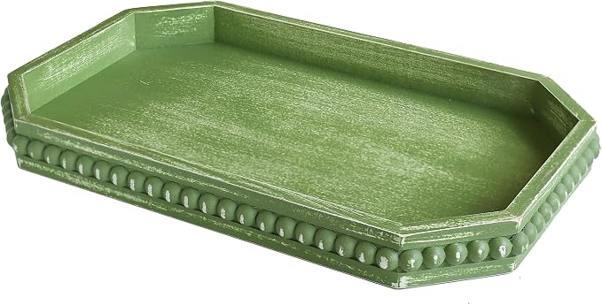Hrastany Sage Green Wood Decorative Tray, Coffee Table Tray for Ottoman