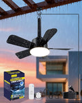 LANMEL Outdoor Gazebo Ceiling Fan with Light and Remote, 18 Inch, Black | Plug-In, IP65 Waterproof, Hanging with Hook, 6 Speed, Reversible, 3CCT, Dimmable, Portable, for Patio, Canopy, Porch, RV
