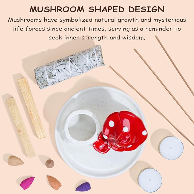ZenBless 5 in 1 Mushroom Gifts Waterfall Incense and Candle Burner