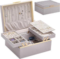 Lolalet Jewelry Box Organizer for Women Girls, 2 Layer Jewelry Organizers and Storage for Necklace Earrings Rings Bracelets, Large Jewellery Holder Case Birthday Gifts -HazePurple