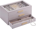 Lolalet Jewelry Box Organizer, 3-Layer Jewelry Organizers and Storage Case with Glass Lid, Ring Earring Bracelet Necklace Holder Organizer, Birthday Valentine Gifts for Women Girls -3Layer, HazePurple