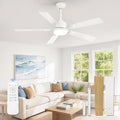 ZMISHIBO 52 inch White Ceiling Fans with Lights and Remote, Indoor/Outdoor Modern Ceiling Fan for Bedroom Living Room Patio, 6 Speed Reversible Quiet DC Motor, 3 CCT, Dual Finish Blades