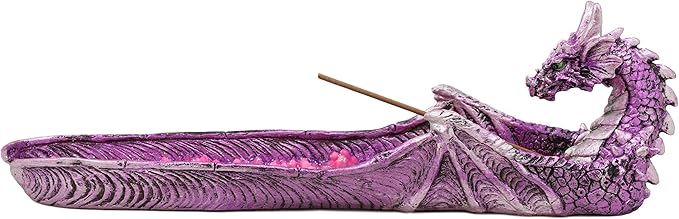 Ebros Gift Magenta Sunset Dragon Guarding Pink Quartz Crystal Quarry River Incense Burner Holder Figurine 10.5" Long Fantasy Mythical Dungeons and Dragons Home Decorative Accent Statue