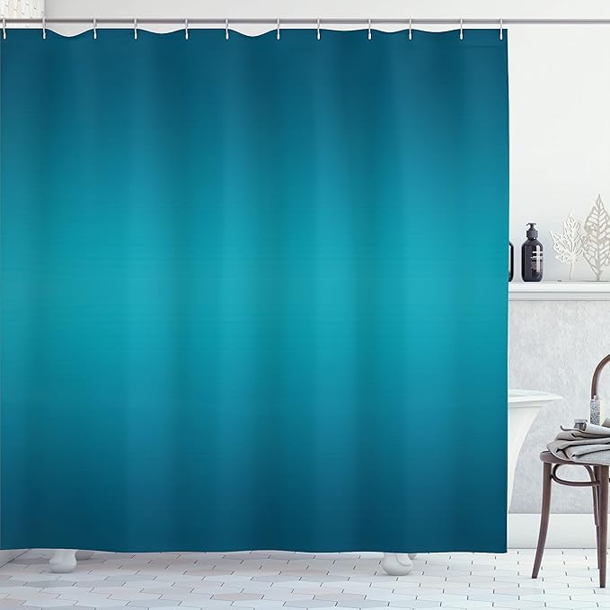 Ambesonne Ombre Shower Curtain, Deep Blue Tropical Ocean Exotic Lands Inspired Design Modern Digital Print, Cloth Fabric Bathroom Decor Set with Hooks, 69" W x 75" L, Petrol Blue