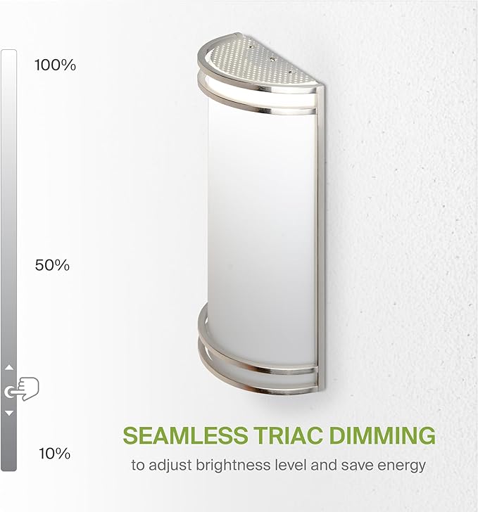 ASD Indoor LED Wall Sconce Lights - 14 Inch 20W Brushed Nickel Modern LED Wall Sconces Hardwired - ETL Dimmable 3000K 4000K 5000K Adjustable Sconce Light Fixture for Bedroom, Hallway, 2 Pack