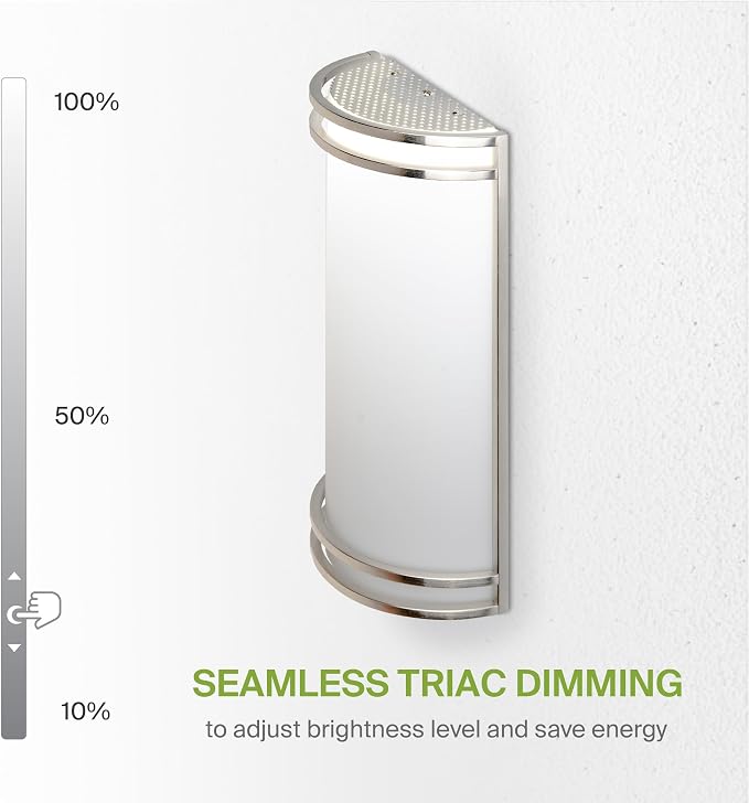 ASD Indoor LED Wall Sconce Lights - 14 Inch 20W Brushed Nickel Modern LED Wall Sconces Hardwired - ETL Dimmable 3000K 4000K 5000K Adjustable Sconce Light Fixture for Bedroom, Hallway