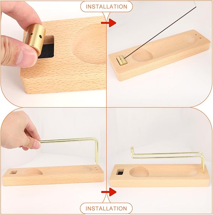 4 in 1 Palo Santo Sage Burner Holder, Wood Incense Sticks & Candle Holder & Brush Sage Burning Stand for Yoga Meditation Spiritual Altar Gift Home Supplies Decor