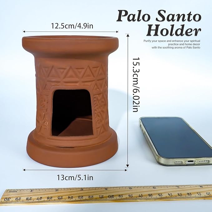 MOUGIGI 2 in 1 Incense Burner, Palo Santo Holder, Chiminea Smudging Bowl with Palo/Sage Storage Space, Handcrafted Ceramic, for Spiritual Meditation, Zen Altar and Home Décor, Perfect for Rituals