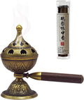 Handheld Incense Burner with 360° Rotating Handle-Chinese Bronze Style Holder for Incense Coils, Yoga Meditation, Home Office Desk Decor