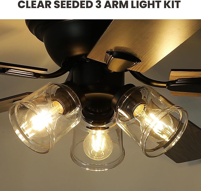 Dawn Whisper 60 Inch Farmhouse Flush Mount Ceiling Fans with 3 Lights Bulbs Base Vintage Low Profile Ceiling Fan for Living Room Bedroom