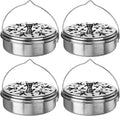 4 Pieces Mosquito Coil Holder Portable Mosquito Incense Holder with Handle Round Metal Sandalwood Incense Burner for Home Camping Indoor Outdoor Patio (Silver)