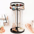 360 Rotating 2-Tier Jewelry Organizer Stand, Large Earring Holder Organizer with 48 Holes for Studs，24 Prongs for Necklaces, Wide Base for Bracelets, Watches, Lipstick, Jewelry Display Stand for Women