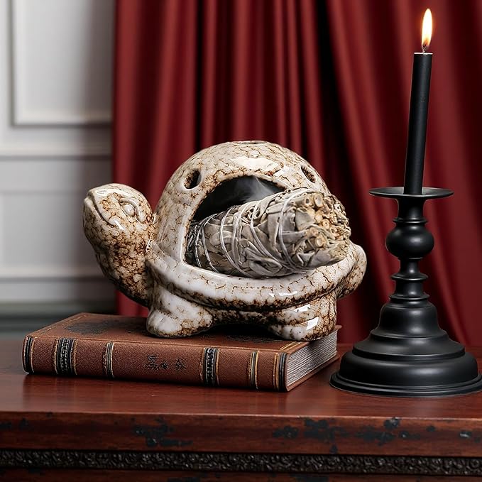 Turtle Palo Santo Holder Ceramic Palo Santo Burner Sage Holder for Burning,Sea Turtle Incense Holder for Wood Sticks Incense Cones and Sage,Incense Burner for Yoga Zen Meditation Altar Decor (C)