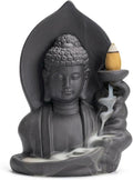 Ceramic Incense Burner, Waterfall Reflux Design, Aromatherapy Holder for Cones and Sticks, Dark Brown。 (404)