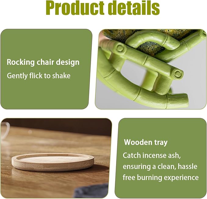 Resin Toad Incense Holder for Sticks with Wooden Tray, Toad Incense Burner with Incense Ash Catcher, Cute Toad Decor Incense Holder for Sticks for Yoga or Home, 1 Piece