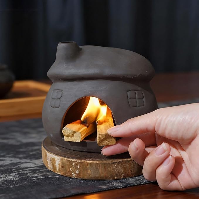 Mougigi Palo Santo Burner - Mini Tabletop Chiminea House Design, Smudge Bowl Holder for Sage & Incense Cones - Perfect for Meditation, Ash,Zen,Yoga, Spiritual Altars, Home Décor & Thoughtful Gifts