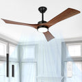 52" Ceiling Fan with Light & Remote, Walnut, ZCCF08WD-52 | Wood-grain ABS blades, remote, 6 speeds, 3CCT dimmable LED and quiet reversible DC motor for living rooms and covered patios
