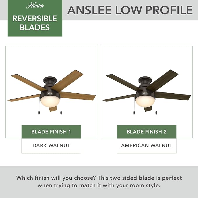 Hunter Anslee, Indoor, Ceiling Fan, with LED Light, 46 inch, Premier Bronze