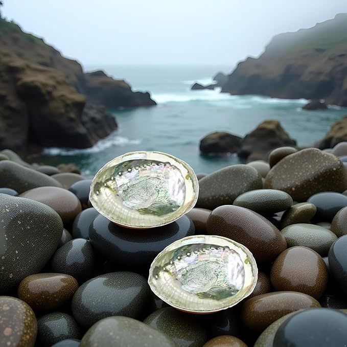 2Pcs Colorful Fashionable Large Abalone Shell Bowl, 4-4.5 Inch Exquisite Natural Sea Shell Smudge Bowl for Sage Burning and Incense for Decor, Display and Great Gift, Incense Holders, Decorations