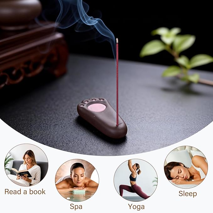 Mougigi Handmade Japanese Ceramic Dog Paw Incense Holder - Mini Burner for Pine Incense & Frankincense Incense Sticks, Perfect for Home Decor, Yoga,Spa, and Zen Spaces - Unique Spiritual Accent Piece