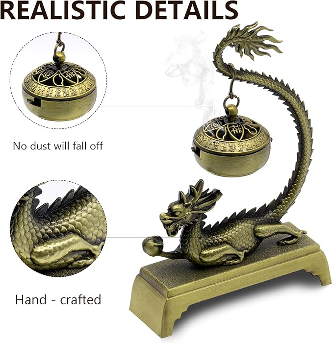 Dragon Incense Burner & Stick Holder with 40 Incense Sticks – Aroma Diffuser for Home Spa, Meditation Room & Zen Decor (Dragon)