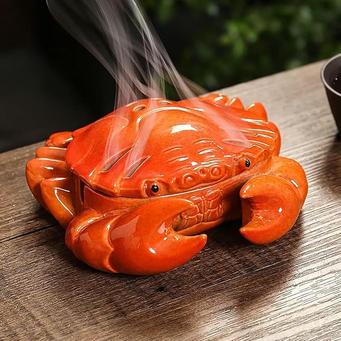 Crab Incense Holder with Incense Stick Holder Coil Incense Burner Ceramic Cons Incense Holder for Bedroom Yoga Room