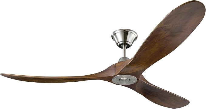 Monte Carlo 3MAVR60BS Maverick Energy Star 60'' Outdoor Ceiling Fan with Remote Control, 3 Balsa Wood Blades, Brushed Steel