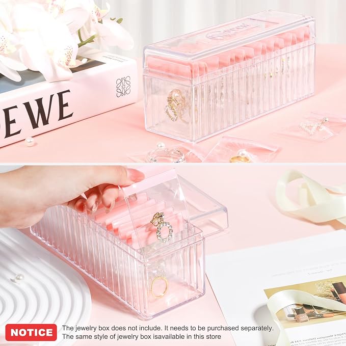 HOMEHIVE Travel Jewelry Bags, 20Pcs Clear Travel Jewelry Organizer, Portable Anti Tarnish Jewelry Storage Pouch Bag Gift for Women Girl, 20Pcs Pink Bags