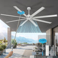 84 Inch Garage Ceiling Fan,Large Ceiling Fans with 6 Speed Timer Remote Control,DC Reversible Motor, 3 Downrods, 8 Blades Industrial Big Ceiling Fan No Light for Big Rooms,Patio,Shop,Warehouse, Silver