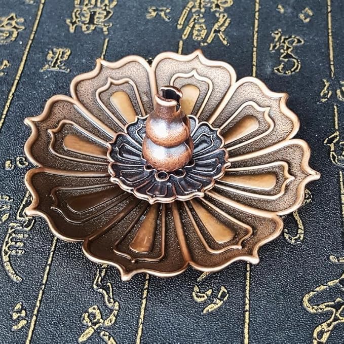 Lotus Shape Incense Holder, Bronze Detachable Burner with Stick Tray, Meditation Yoga Home Decor