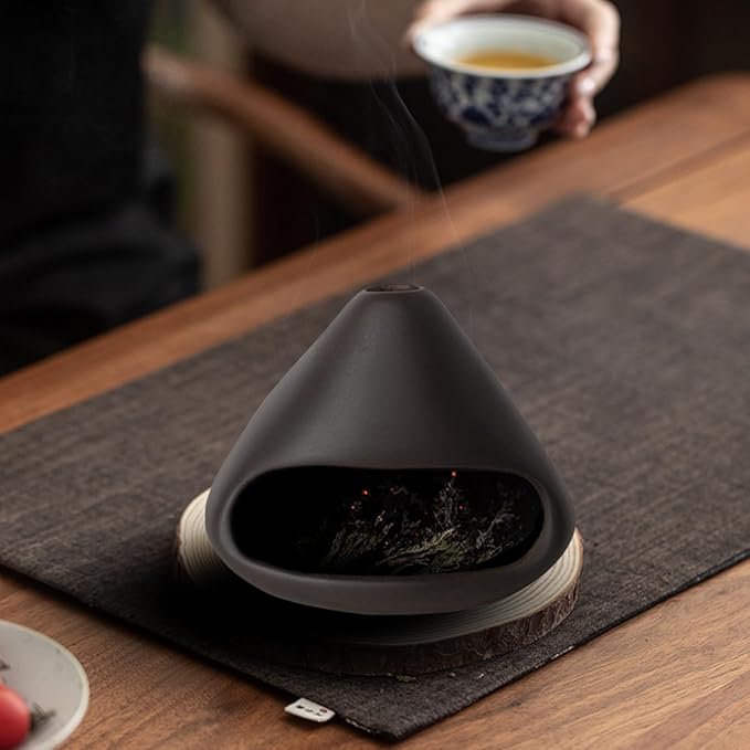 Mini Ceramic Fireplace Incense Burner, Smudge Bowl with Chimney for Sage, Aromatic Home Decor for Anxiety Relief, Meditation Supplies, Spiritual Gifts for Women & Men