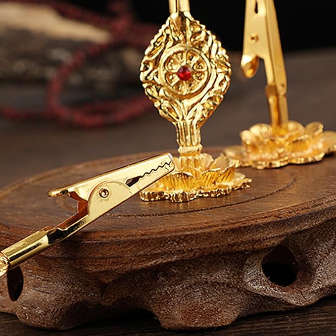 Incense Holder Clip 45x30mm Incense Coil Spiral Burner Incense Stick Standing Clamp with Lotus Base Buddhism Supplies Tabletop Decor for Home Office, Pack of 2