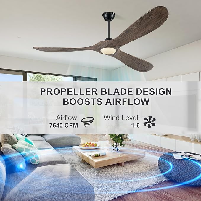 Eliora 60 Inch Ceiling Fans with Lights, Wood Outdoor Ceiling Fan for Patio and Remote Control Rustic Propeller Large Ceiling Fans with Light Farmhouse Indoor Quiet High cfm, Deep Brown