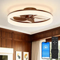 VOLISUN Low Profile Ceiling Fans with Lights and Remote, 20in Fandelier Ceiling Fan Flush Mount, 3000K-6500K Smart Bladeless LED Fan Light, Farmhouse Ceiling Fans with Lights for Bedroom(Wood)