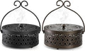 Kingrol 2 Pack Mosquito Coil Holders with Handles, Retro Portable Mosquito Incense Burners for Indoor Outdoor