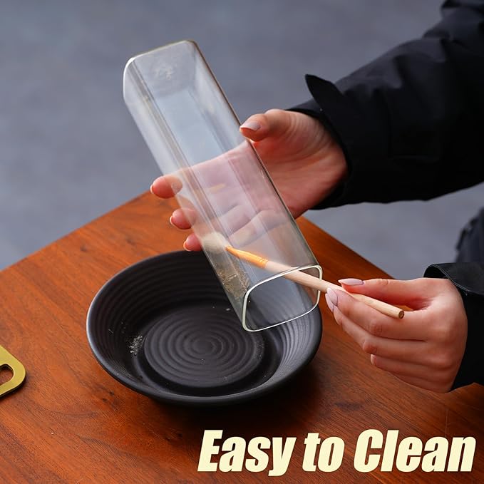 Ceremony Incense Holder, 2 in 1 Incense Burner for Sticks, Ash-Proof Glass Incense Burner for Meditation Yoga Spa Room Decor (2 in 1 Square) Ceremony Incense Holder, 2 in 1