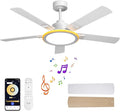 BAYSQUIRREL Smart 52" Ceiling Fans with Lights,Bluetooth Ceiling Fan with Speaker,6-Speeds DC Reversible Noiseless Motor,Full-Spectrum Eye-Care Flush Mount Ceiling Fan with Light