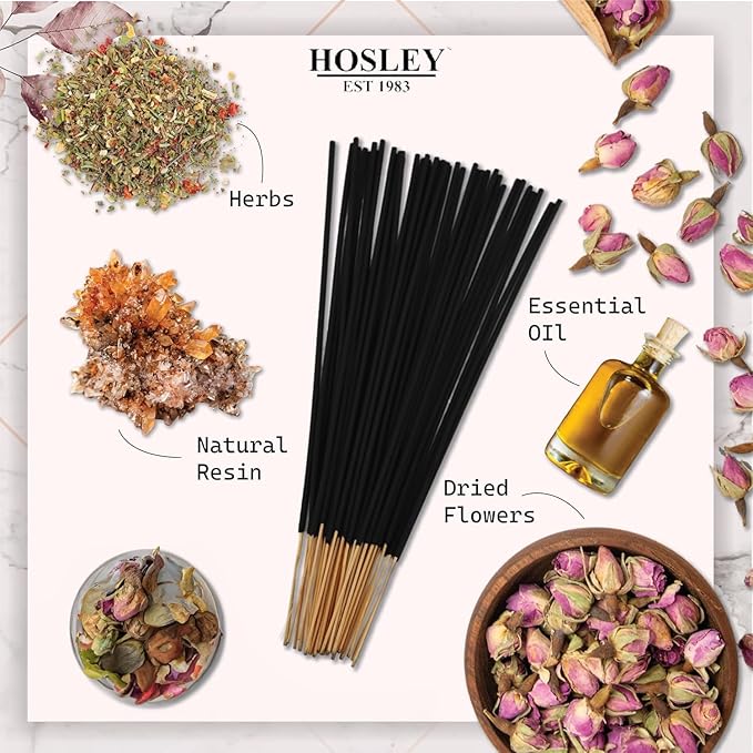 Hosley 480-Pack Assorted Incense Sticks Gift Set – 12 Fragrances Including Nag Champa, Lavender & Dragon’s Blood – Long Lasting Aromatherapy Incense for Meditation, Yoga & Home Fragrance