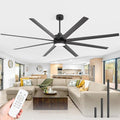 84 Inch Industrial Large Ceiling Fans with Lights and Remote, 8 ABS Blades, 6-Speed Reversible DC Motor, 3CCT LED, 3 Downrods, Big Commercial Ceiling Fan Fandeliers for Warehouse/Garage/Shop/Gym/Porch