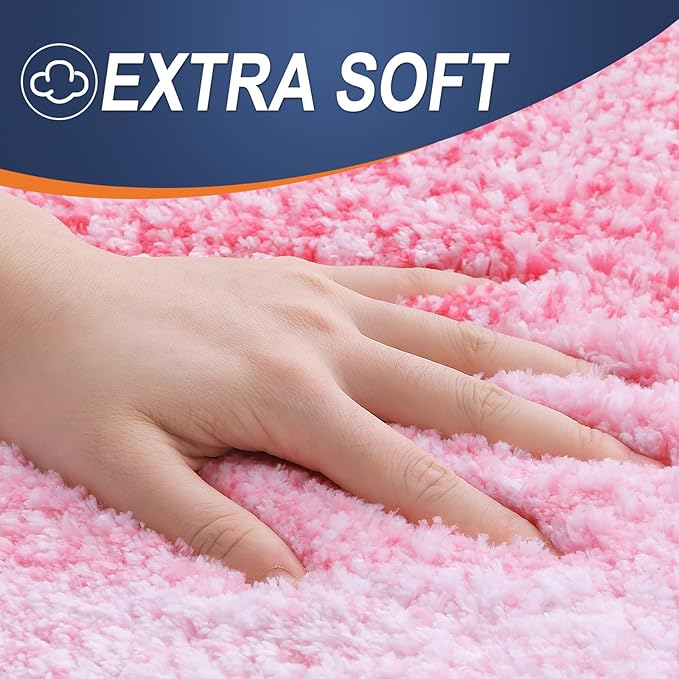 OLANLY Large Bathroom Rugs Mat 40x24, Extra Soft Absorbent Microfiber Bath Rugs, Rubber Backing, Quick Dry, Machine Washable Bath Mats for Bathroom Floor, Tub and Shower, Home Decor Accessories, Pink